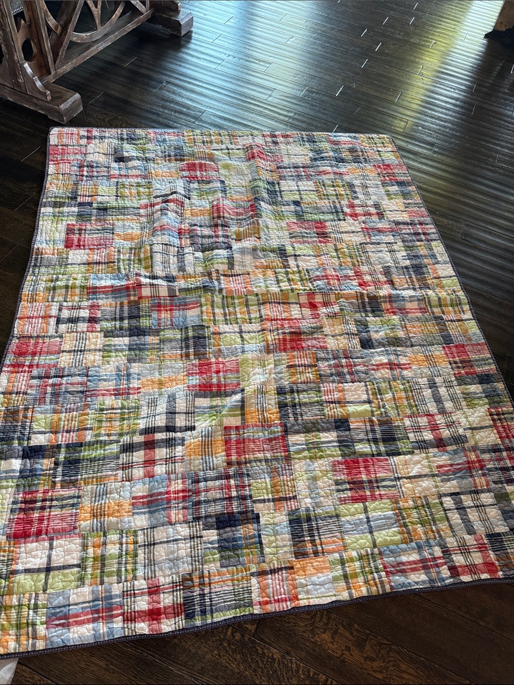Pottery Barn Kids Twin reversible plaid quilt